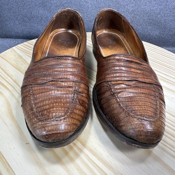 ZELLI ROSSI TEJU LIZARD PENNY LOAFER COGNAC 202 Size 8 Slip‎ On Dress Shoe Italy main image 14
